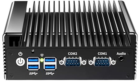 UDPTCP Mini PC industriale, Mini PC per computer Win11 Linux, PC senza ventola Quad Core N100(fino a 3,4 GHz), Dual LAN, 4K HD VGA, 2 RS232 COM, 6USB, GPIO, WiFi, senza RAM senza SSD