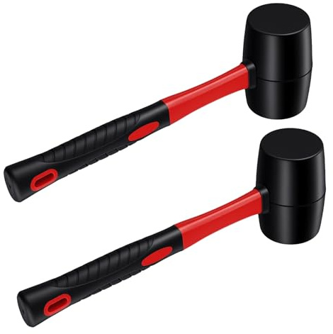 LEXININ Gummiklubba, 24 uns, 335 x 105 x 64 mm, 2-pack, svart och röd, för gör-det-själv camping träbearbetning