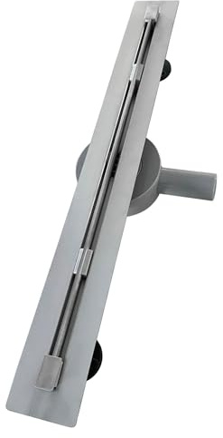 DEKI Caniveau de douche italienne slim L.90 cm acier inoxydable avec siphon 360°, drainage performant
