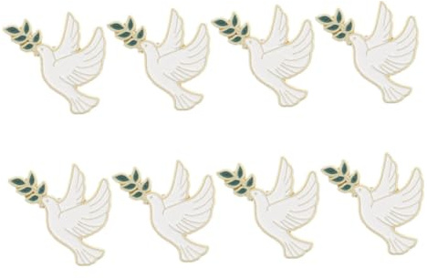 FOMIYES 8pièces Broche Colombe Paix avec Branche Olivier Émail Blanc Accessoire pour Femme et Homme pour Chapeaux et Vêtements