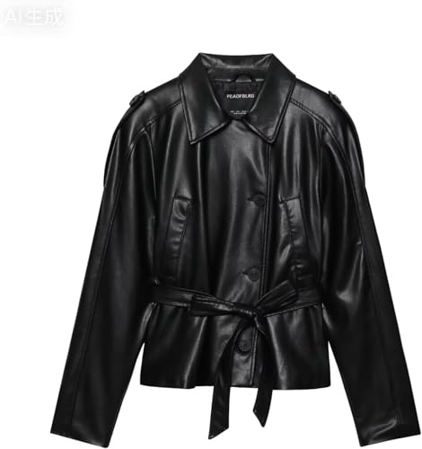 Yancremio Chaqueta De Cuero Sintético De Motocicleta De Un Solo Pecho Con Solapa Clásica Retro Elegante Para Mujer Primavera Y Otoño Tendencia De Moda Abrigo Corto Suelto Informal