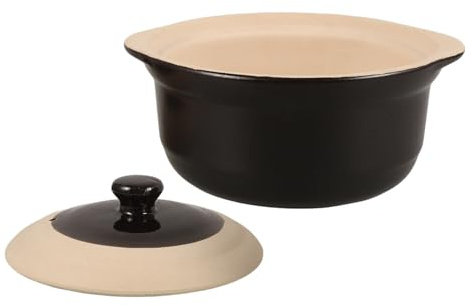 Garneck Pentola in Argilla Senza Smalto con Manici Doppia Presa Resistente Alte Temperature per Cottura Stufati Zuppe e Brodi Pentola da Cucina Tradizionale per Uso Domestico e