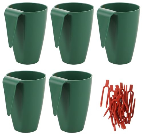 TOBBOMEY Set da 5 Tazze di Propagazione per Fragole in Plastica con Forca per Piantare, Vasi da Giardino con Drenaggio, Stazione di Coltivazione Portatile per Piante da Interno e Serra