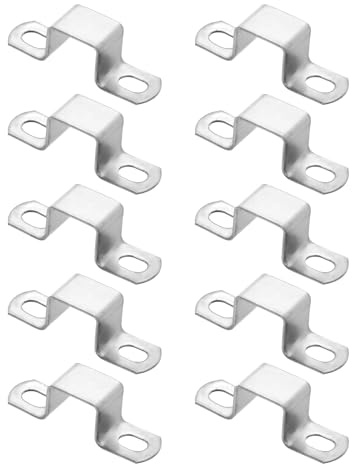 QUARKZMAN 10 Piezas Abrazadera Para Tubo Cuadrado 20x20mm Plata | Hebilla Para Tubo Cuadrado, Abrazadera En Forma De U, 304 Acero Inoxidable, Conector Para Tubo Manguera Cable
