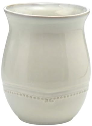 Rammento 17cm Tall Medium Stoneware Kitchen Utensils Holder, Cream | Farmhouse Rustic Utensil Holder for Spoons, Spatulas, Cooking Equipment & Cutlery | Cream Kitchen Decor Essentials for New Home