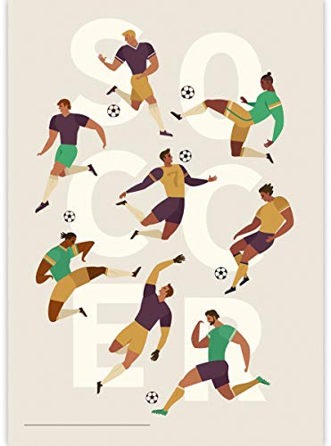 1 Soccer DIN A3 Malblock mit coolen Fußball Spielern • Zeichenblock Skizzen-Block 25 Blatt weiß, kopfverleimt, holzfreies Qualitäts-Papier 100g/m² - für Schule, Basteln, Hobby