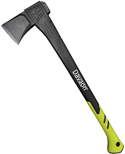 Davaon Pro 71cm Log Splitting Axe - Up To 30cm Logs - High Carbon Steel Blade - Balanced For Swing Power - 1.7kg Non Come Off Head - Strong Fibreglass Handle - Storage Case - Firewood Garden Camping