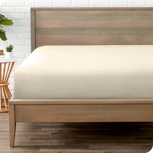 Bare Home Fitted Bottom Sheet King Size - Premium 1800 Ultra-Soft Microfibre Sheet - Wrinkle Free - Deep Pocket - 38 CM/15 IN Deep - King Fitted Sheet (King, Sand)