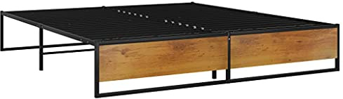 vidaXL Bettgestell Bett Metallbett Schlafzimmerbett Doppelbett Bettrahmen Ehebett Lattenrost Schlafzimmermöbel Schwarz Metall 140x200cm