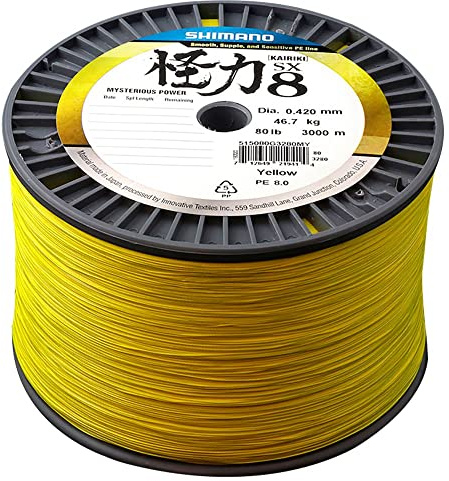 Shimano Line Kairiki 8 Angelschnur, 3000 m, 0,16 mm, 10,3 kg, Gelb