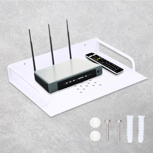 GAESHOW Soporte de enrutador Espacio de aluminio Enrutador WiFi montado en la pared Caja de TV Proyector DVD Estante de enrutador con soporte de carga alta