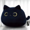 Peluche ​Cuscino Ripiene Gatto, Bambola Giocattolo, Cartone Animato, Kawaii Gatto Sdraiato Giocattoli Decorativo, Black , da Arredo(400g)