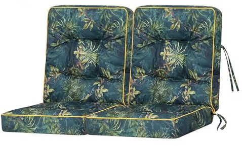 Bjird Bankauflage für Gartenmöbel, Gartenbank, Polsterauflage für Hollywoodschaukel, Auflagen für Gartenschaukelkissen, Sitzkissen, Stuhlauflage, Indoor/Outdoor - Grüne Wiese - 120 cm (2 x 60 cm)