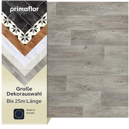 Primaflor PVC Bodenbelag Meterware - TURIN, Eiche grau 619M, 2,00m x 3,50m, Vinyl-Boden in Holzoptik für Küche, Wohn- und Badezimmer, Hochwertige Auslegware, Anti-Rutsch Oberfläche
