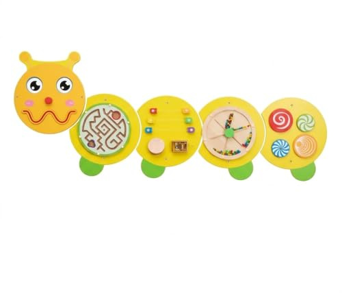 Monläurd® Caterpillar Montessori Busy Board Sensorische Tafel Aktivitätswürfel Wandspielzeug Kindertagesstätte Möbel Spielzimmermöbel Holzspielzeug Jungen und Mädchen 6M+