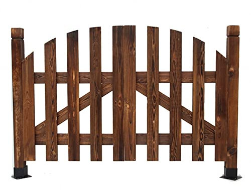 Wooden Fence Gates Kit, Carbonised Vintage Wooden Gates Outdoor Small Yard Simple Fence Movable Half-waist Gates For Villa Entry, Garden Gates, Plot Courtyards Shed Doors (Color : Brown, Size : 140x