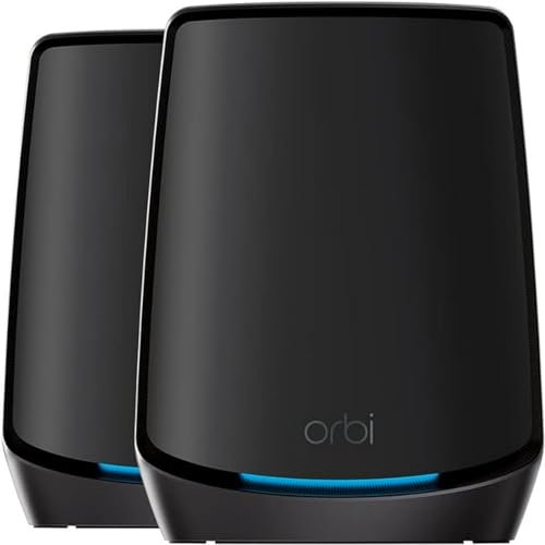 NETGEAR Orbi WiFi 6 Mesh (RBK862SB) | Sistema Mesh Tri Band | Copertura di 500 m² e 100 dispositivi | Velocità fino a 6 Gbps (AX6000) | Compatibile con tutte le scatole | Ideale pareti molto spesse| 1