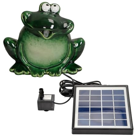 Storm's Gartenzaubereien Wasserspeier Frosch Keramik mit Solarpumpe 12cm