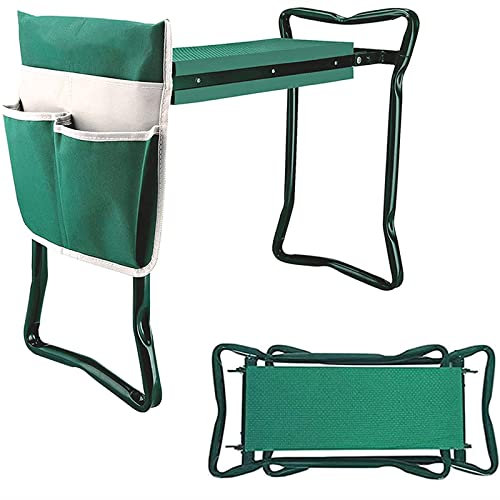 THREMA Garten-Kniesitz, tragbarer Outdoor-Kniehocker mit dickem Kniepolster und 1 großer Werkzeugtasche, Faltbarer Gartenhocker, zum Knien und Sitzen, um Knie- und Rückenschmerzen vorzubeugen