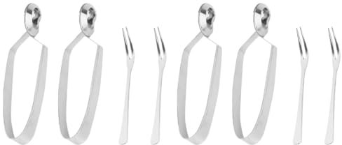 HEMOTON 8 Pezzi Stoviglie Per Lumache Al Forno Mini Pinze Supporto Per Serbatoio Di Pesce Set Di Fermagli Per Mini Grill Pinza Per Lumache Escargot Forchetta Per Lumache Pratica