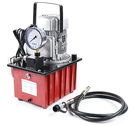 Elektrische Hydraulikpumpe 700 Bar, 7 L Hydraulikaggregat 750 W 220 V, Elektrohydraulikpumpe mit Handventil, 1,8 m Schlauch, für Heben, Pressen, Biegen und Werkstattarbeiten