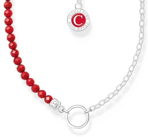 THOMAS SABO Member Charm-Kette rote Beads und Gliederelemente Silber 925 Sterlingsilber, Kaltemail