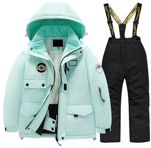 Girls' Outfits & Clothing Sets Children's Kid Ski Suit Fleece Pocket Jacket and Pants Winter Windbroof Snowboarding Winter Warm Snow Suits Unisex (Dark Gray 8-10 Years)
