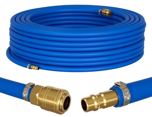 Lumonic 20m Druckluftschlauch mit Schnellkupplung I 13mm I fertig konfektioniert I flexibel, abriebfest und gewebeverstärkt I PVC Druckluftverlängerung I Dose & Stecker