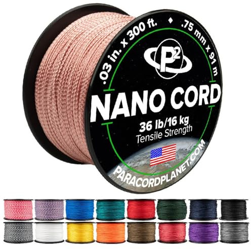Paracord Planet Nano Paracord - Dünne geflochtene Schnur zum Basteln, Zuhause und Camping in 91.4 m Spulen - Roségold