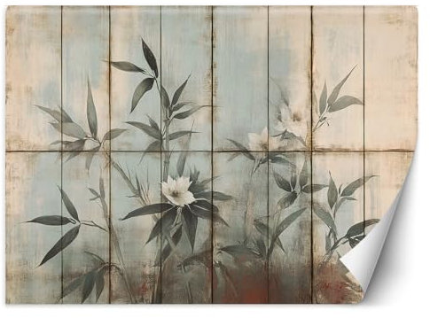 Feeby Papier peint mural - Papier peint 3d - Papier peint structuré Vinyle - Botanique rétro vintage - 450x315 cm Decoration murale - Tapisserie murales papier peint - deco murale