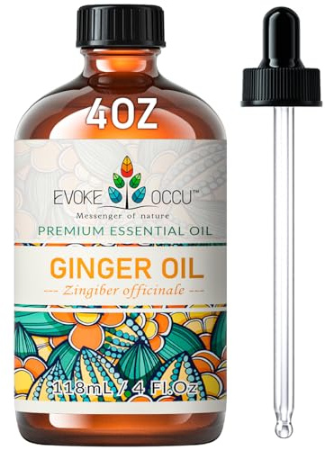 EVOKE OCCU Aceite de Jengibre para Difusor, Masaje, Piel y Cabello | Aceite de Aromaterapia, Alivio Cálido para Músculos y Articulaciones, Ideal para Nutrición del Cuero Cabelludo y DIY—118mL