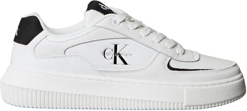Calvin Klein Donna Sneakers con Suola Preformata Chunky Low Suola Spessa, Bianco (Bright White/Black), 38