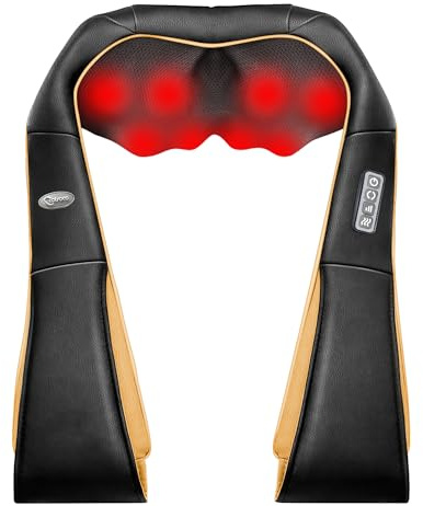 cotsoco Neck Massager, Shiatsu Neck and Back Massager with Heat for Pain Relief, Deep Tissue 3D Kneading Massage Pillow, Relaxation Gifts for Men and Women, Gifts for Dad, Elderly,Wife（Orange）
