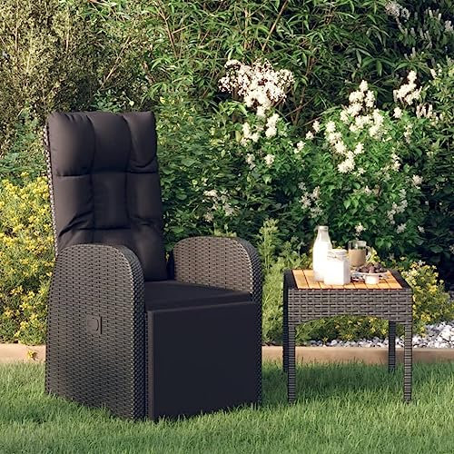 XINCXIN Garten-Liegestuhl, Stuhl Korbsessel Gartenmöbel Gartensessel Geeignet für Terrace Balcony Pool Garden mit Auflage Poly Rattan Schwarz