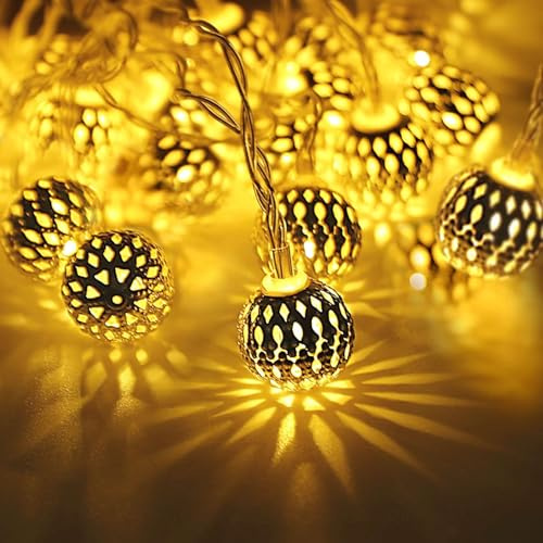 YeahBoom 1.5M 10 Led Marokkanische Lichterkette,Lichterkette Draussen Weihnachten,Weihnacht Led Lampe Deko,Curtain Christmas Lights,Weihnachtsbeleuchtung Batterie Marokko