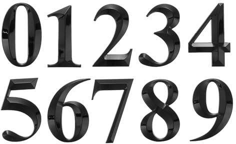 sourcing map 20Pcs House Numbers for Outside, 4 Inch 0-9 Self Adhesive Mailbox 3D Door Number Stickers for Apartment Office Hotel Room Signs, Black