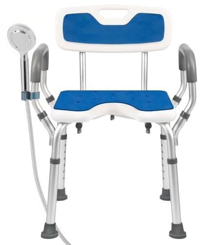 U-form duschstol i aluminium, justerbar höjd duschsäte för äldre, maximal lastkapacitet 150 kg