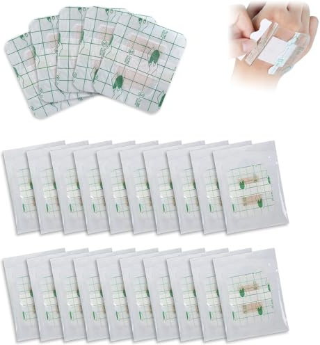 Wasserfeste Pflaster,25 Stück 6x7cm Duschpflaster Wasserfest | Transparent Pflaster Wasserfest,Sterile Wundpflaster,Wundverband zum Duschen Baden Sport