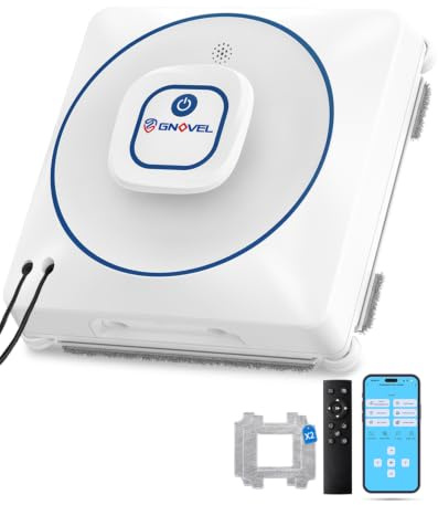 GNOVEL Fensterputzroboter mit 8000Pa Saugkraft, 15-fach Anti-Absturz-System, 4 Reinigungsmodi und Auto-Sprühtechnik - Ideal für Fenster, Spiegel und Glastüren