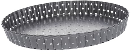 ANDRESLAD Bandeja de Horno Redonda Antiadherente con Agujeros Molde para Tartas y Pizzas Acero al Carbono con Fondo Extraíble para Uso Profesional y Doméstico