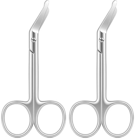 Ainiv 2 stycken saxar av rostfritt stål, tygsax, sysax, hantverkssax, böjd på sidan, exakt snitt för tyg, kläder och remmar (naturfärg, 11 cm)