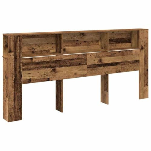 Qnhdfrt Kopfteil Wandschrank Altholz 220x18,5x102,5 cm aus Holzwerkstoff – Modernes Design, wandmontiert und platzsparendes Bett Rückwand Regal für Schlafzimmer, Dachschräge und Gästezimmer