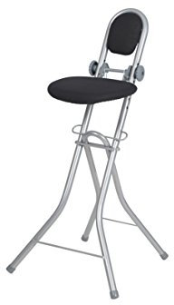 Ribelli® Sgabello per Stirare, Sgabello Pieghevole Regolabile Multiuso, Altezza Regolabile in 6 Posizioni, ca. 47 x 48 x 90 cm, Nero/Argento