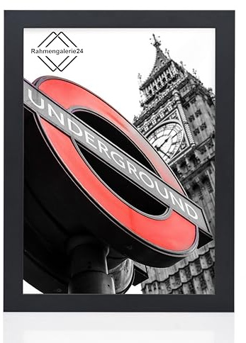 rahmengalerie24 Bilderrahmen Fotorahmen 38x98 cm Schwarz bilderrahmen zum aufhängen MDF picture frames Farbe und 40 verschiedene Größen wählbar ohne Passepartout Rahmen London