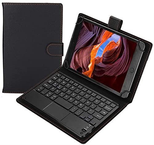 Tangxi PU Funda Teclado para Tablet PC 7/8, Funda Inteligente Delgada con Teclado Bluetooth Retroiluminada Desmontable,iOS, Android,
