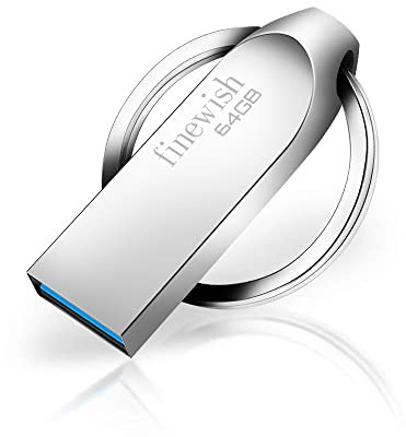 HAODIUSB88 USB Flash Drive 64gb 3.0, Metal Memory Stick 64 GB USB 3.0 Pen Drive Portable USB Stick 64gb With Key Ring for PC Laptop, Computers Tablet, Car Etc (Silver)