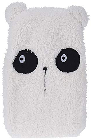 Wärmflasche mit Plüschbezug süßes Tiermotiv Plüschohren 27 x 17 cm (0,85 Liter, Panda)