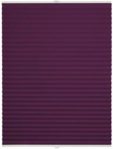 ondeco Thermo-Plissee auf Maß für alle Fenster innen, ohne Bohren, Montage Klemmträger bis 27 mm, Sonnenschutz-Rollo lichtschutz und Blickdicht Lila B: 141-150 cm, H: 201-250 cm