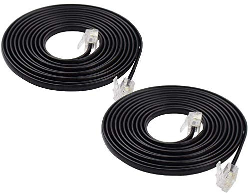 SHONCO Cavo Telefonico 2m, RJ11 6P4C Cavo Di Prolunga Telefonico Diritto Per Cavo Telefonico Fisso Prolunga Modem Fax Ufficio E Casa (Nero)