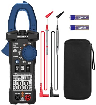 JOAUIAX Digital Clamp Meter,6000 Counts Auto Range TRMS Multimeter Tester 600A AC/DC Current,600V AC/DC Voltage Amp Meter with LowZ/V.F.C/INR/NCV/Dual Display/Data Hold/Auto Poweroff-JMC02
